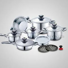 Wide Edge Kitchenware Stainless Steel Cookware Pots Pans with 7 Steps Bottom - Image 1