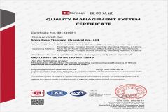 ISO9001 certificate from Shandong Yinglang Chemical Co., Ltd