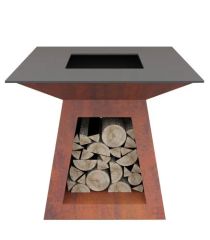 Patio Propane Firepit Table Rectangle Corten Steel Gas Fire Pits - Image 1