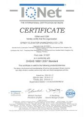 OHSAS18001 Occupational Health and Safety Management Systems certificate from SYNEY ELECTRIC GROUP CO.,LTD