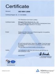 ISO9001 certificate from Shanghai Prima Electronic Co., Ltd.