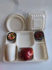 6 Compartments Compostable Disposable Cornstarch Tableware Lunch Takeout Box - Image 2