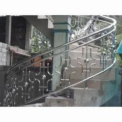Silver Stainless Steel SS Railing Color Silver Gst Rate 18% Position Stairs Height 2 to 2.5 Feet Material Stainless - Khan Fabrication