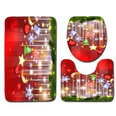 Christmas Bath Rug Set 3 Pieces Bathroom Mats Set Origin China Design Kilim Thickness 4cm Technics Printed Feature - Image 1