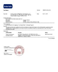 REACH certificate from Suzhou Coresun Refrigeration Technology Co., Ltd.