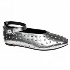Studded Silver Ballerina Flats Women Soft Ballet 10Col 150P 30D - LC UNITE CO., LTD