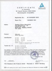 EMC certificate for hoist certificate from Zhejiang Kaixun Mechanical and Electrical Co., Ltd.