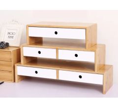 Double-Layer Bamboo Desktop Storage Shelf Computer Riser Monitor Stand - Image 5