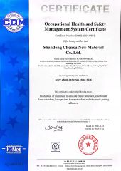 ISO 45001 certificate from Shandong Chenxu New Material Co., Ltd.