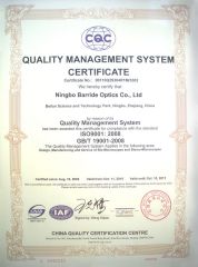 ISO certificate from Ningbo Barride Optics Co., Ltd.