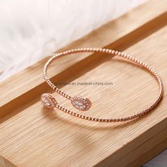 Fashion Classic Design S925 Sterling Silver Rose Gold Plated CZ Chain Bangle - Image 3