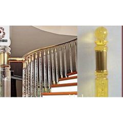 Crystal Glass Pole Railing, Home House Type Stairs Usage Indoor Application Home House Stair Material Stainless Steel Handrail Stainless - Image 1