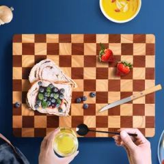 Acacia Wood Chess Pattern Cutting Board with Feet Size Medium Model NO. 4 Brand Goude Shape Irregular Trademark Goude HS Code 4420909090 - Image 2