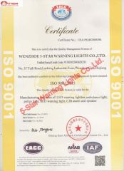 ISO certificate from Wenzhou 5-Star Warning Lights Co., Ltd.