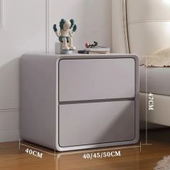 Cream Smart Nightstand Multi-Functional Fingerprint Storage Beside Table - Image 3
