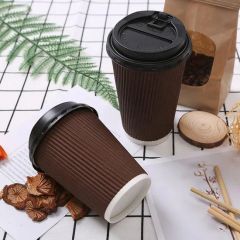 Wholesale Ripple Wall Paper Coffee Cup 8oz with Customized Logo - Image 3