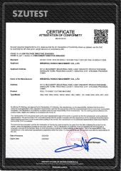 CE certificate from Wenzhou Honco Machinery Co., Ltd