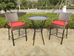 3 Piece Outdoor Modern Dining Room Wicker Rattan Furniture Set - Image 1