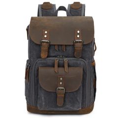 Waterproof Waxed Canvas and Genuine Leather DSLR Camera/Video Bags Camera Backpack - Image 5