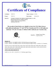 CSA certificate from Ningbo Yinzhou Plumbing Hardware Co., Ltd.