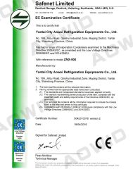 EC Examination Certificate certificate from Yantai Guangwei Food Cold-Chain Technology Co., Ltd.