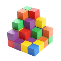 DIY Wooden Rainbow Colorful Square Cubes Building Block Stacking Toys - Image 5