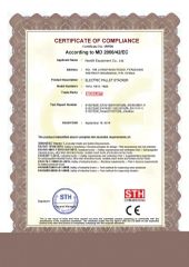 Electric pallet stacker Certificate of compliance certificate of Hangzhou Noelift Equipment Co., Ltd. – certificate photo, supplier certificates section