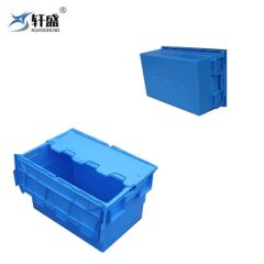 Logistics Packaging Moving Nestable Plastic Attached Lid Totes Box - Image 1