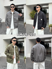 Men's Oversized Casual Windbreaker Jacket - Loose Fit, Multi-Pocket Design - Image 1