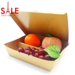 Biodegradable Disposable Lunch Box 3 Compartment Disposable Paper Pulp Lunch Box - Image 1