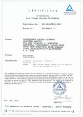 TUV-=CE certificate from Zhongshan Jurong Lighting company limited