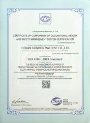 ISO14001 certificate from Henan Gondor Machinery Co., Ltd.