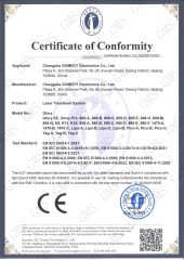 CE for laser machines certificate from Changsha GOMECY Electronics Limited