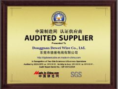 AUDITED SUPPLIER certificate from Dongguan Dewei Wire Co., Ltd.
