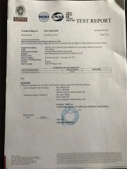 TEST REPORT certificate from Shingrand Hats Manufacturer Co., Ltd.