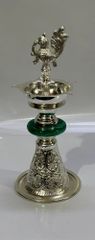 Aluminium Kerala Deep Color Silver Occasion Diwali Pack Size 1 Piece Lighting Type Oil Diya Shape Peacock Size/Diameter 26 - Image 2