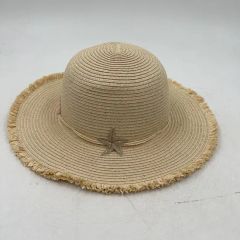 Girls Wide-Brim Straw Sun for Summer Beach Starfish Shell Hat - Shingrand Hats Manufacturer Co., Ltd.
