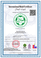 HALAL certificate from Hebei Cici Co., Ltd