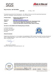 SGS Report certificate from Ningbo Harsco Machinery Co., Ltd.