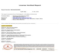 License Verified Report certificate from HK Nineup International Limited