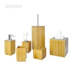 Square Bamboo Bath Accessory 7 Sets - Image 3