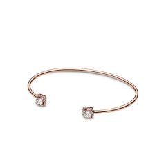 Fashion Snake Bone Rose Gold Square Pando-Ra S925 Sterling Silver Open Bangle - Image 5
