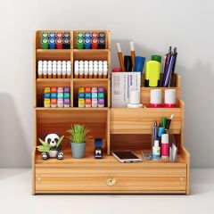 AI-MICH Wooden Pen Storage Rack Drawer Multi-Functional DIY Desktop Organization - Image 1