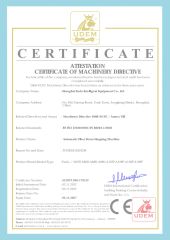 CE_Downflappingmachine certificate from Shanghai Fuda Down Fiber Filling Machine Co., Ltd.