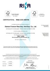 FSC Certification certificate of Xiamen Forever Rise Imp and Exp Co., Ltd. – certificate photo, supplier certificates section
