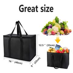 Insulated Grocery Shopping Bags, Reusable, Thermal Zipper, Collapsible, Tote, Cooler, Food Transport Hot and Cold - Image 2