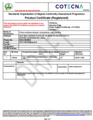 SONCAP certificate from Guangzhou Titan Commercial Co., Ltd.