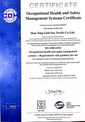 ISO45001 certificate from SHAOXING GOLD SUN TEXTILE CO., LTD.