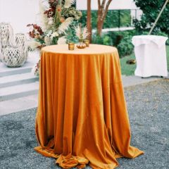 120 Inch Round Table Cloth Dusty Rose Polyester Linens Velvet Tablecloth - Image 2