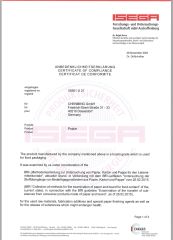 ISEGA certificate from Shenglong International Trade (Qingdao) Co., Ltd.